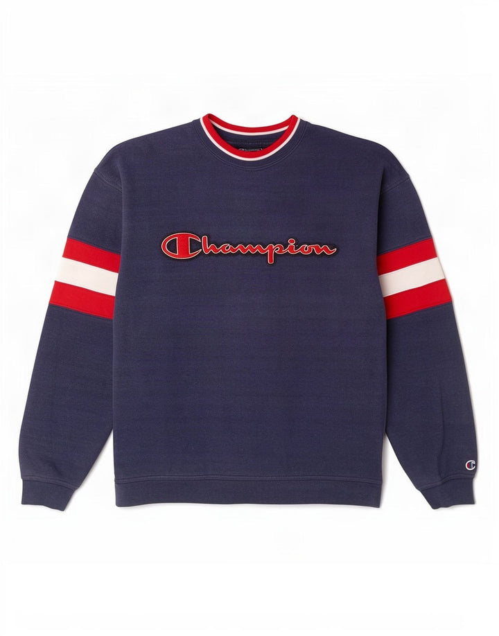 Champion Sweat-shirt graphique pour homme en coton color block bleu marine moyen