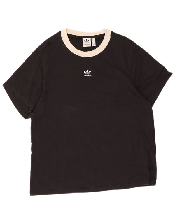 Adidas T-Shirt Femme Top UK 10 Petit Coton Noir