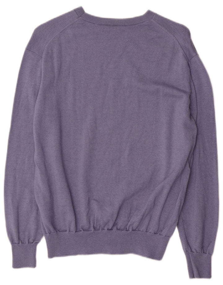 Cos Pull surdimensionné à col bateau pour femme UK 10 Petite laine bleue