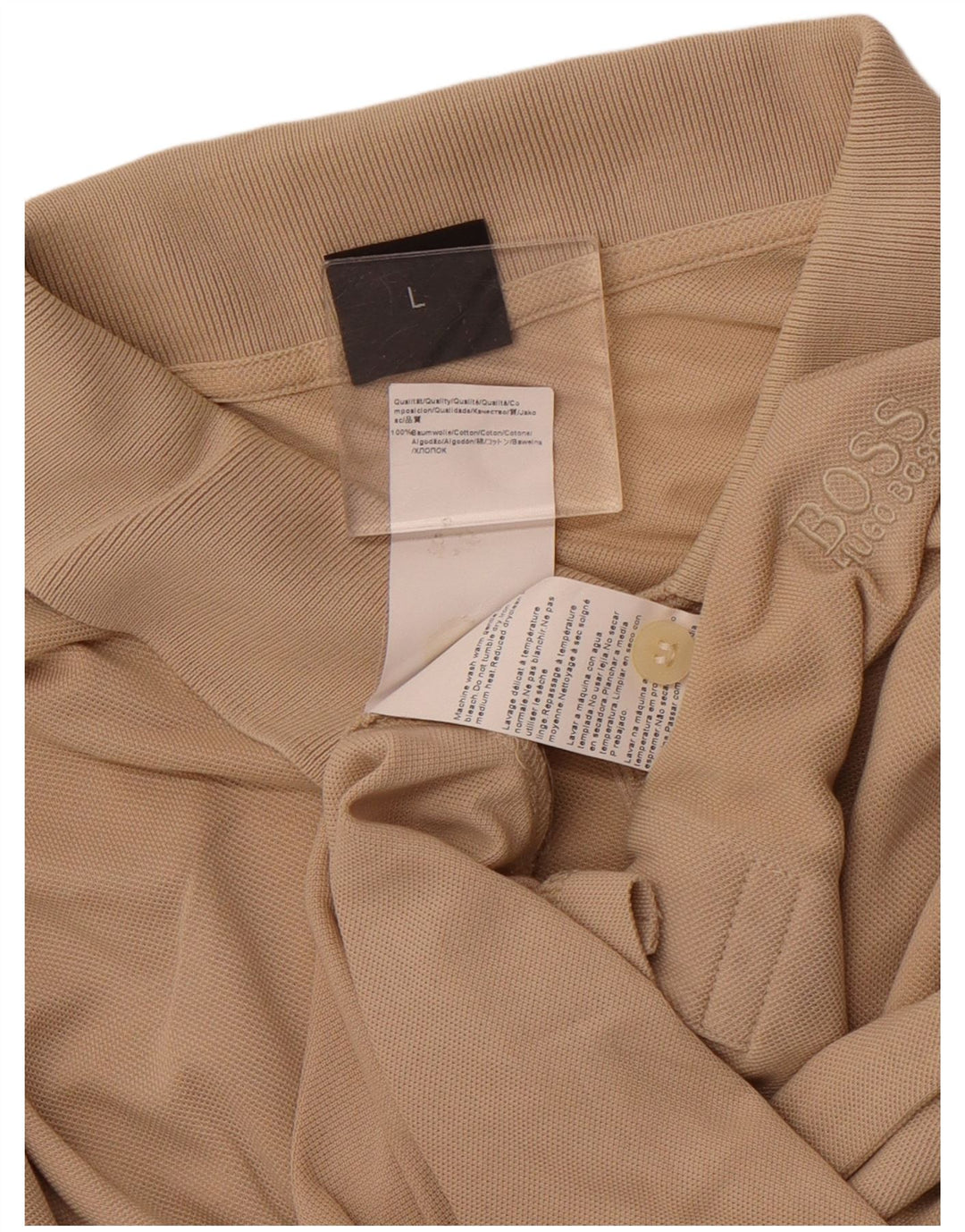 HUGO BOSS Polo Homme Large Beige Coton