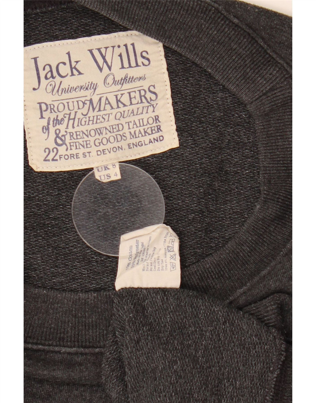 JACK WILLS Sweat-shirt surdimensionné graphique pour femme UK 8 Small Gris