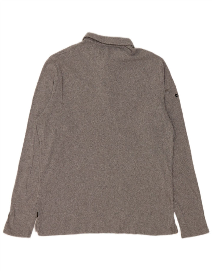 Superdry Polo à Manches Longues Homme Grand Gris Coton