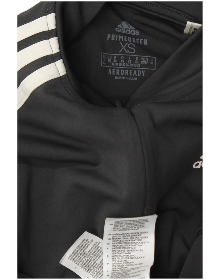 Adidas Haut de survêtement à col zippé pour femme UK 4/6 XS Gris Colorblock