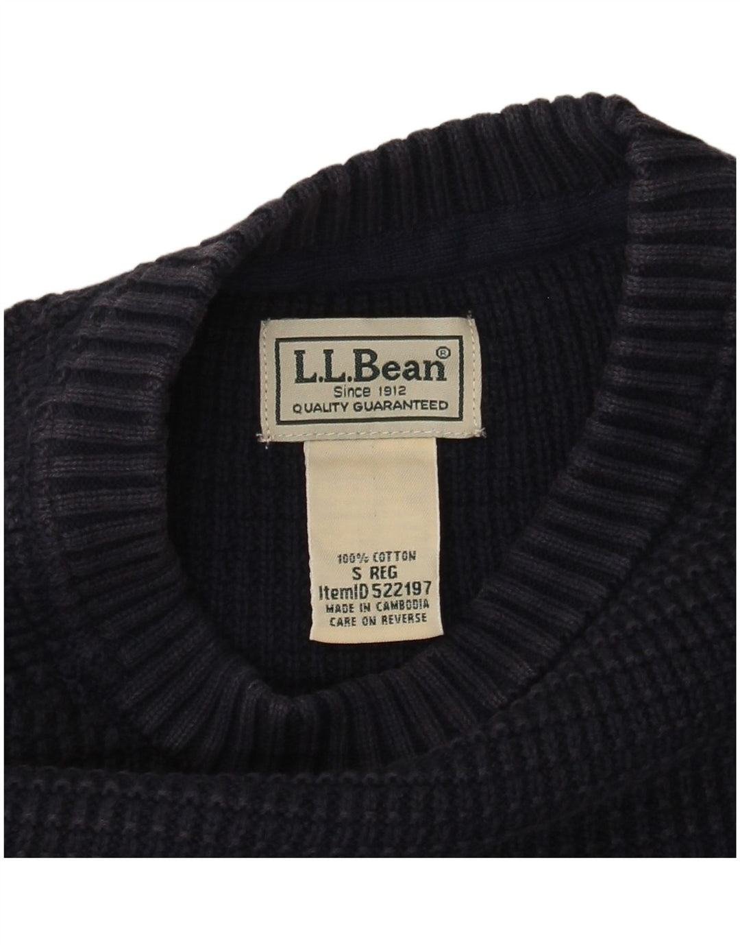 L.L.Bean Pull à col rond pour homme en coton bleu marine