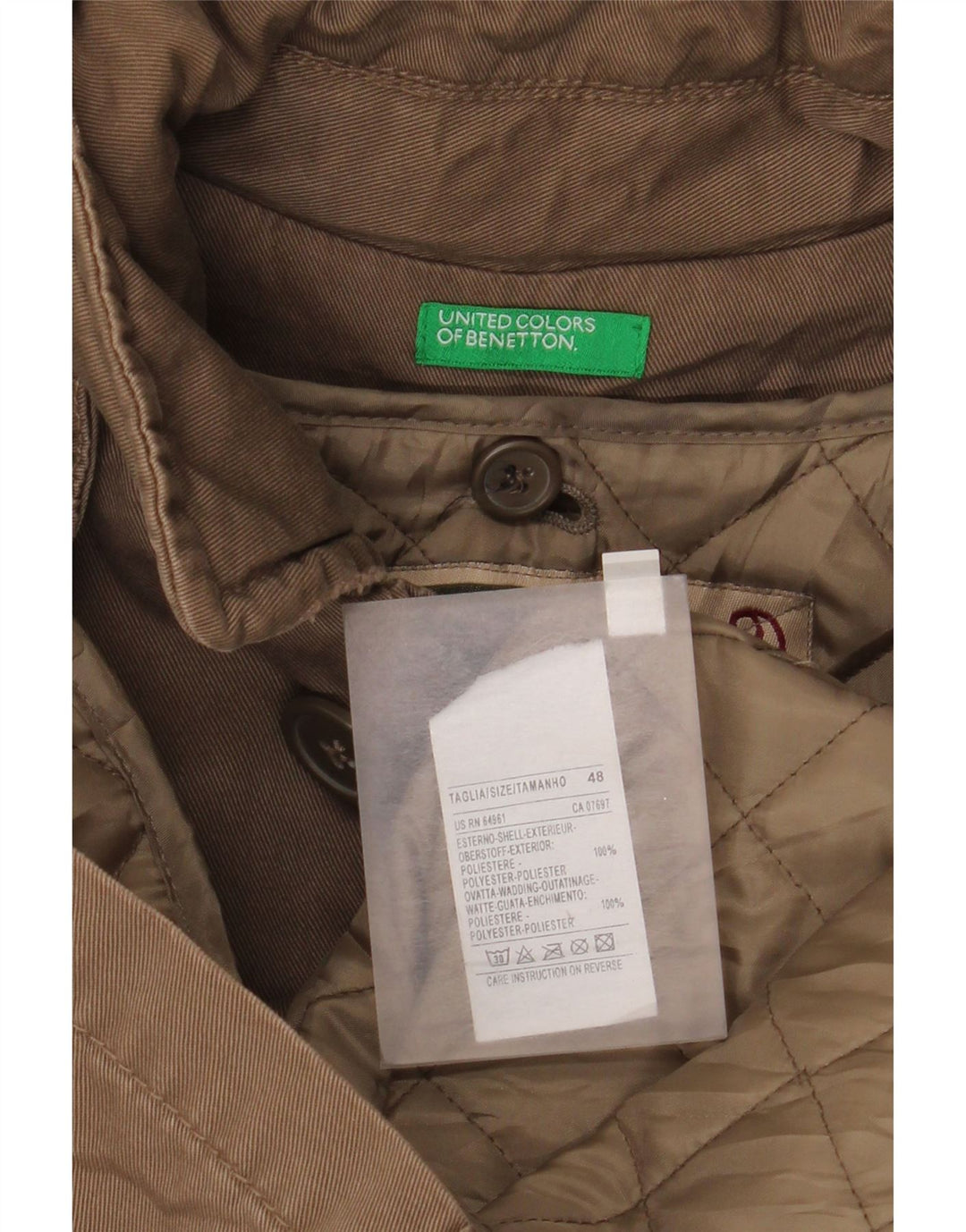 BENETTON Veste Parka à Capuche Homme IT 48 Marron Moyen Polyester