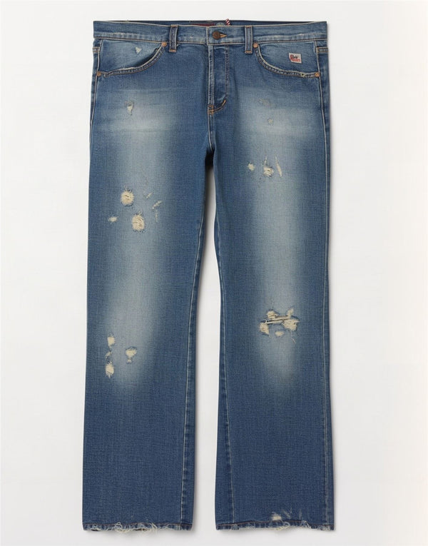 Roy Rogers Jean bootcut vieilli pour femme W34 L32 en coton bleu