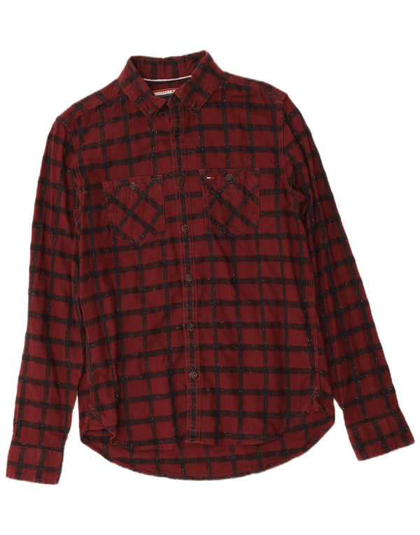 Tommy Hilfiger Chemise en flanelle pour homme Petit carreaux bordeaux en coton