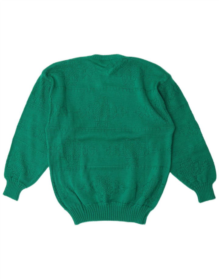 VINTAGE Pull col rond homme vert moyen