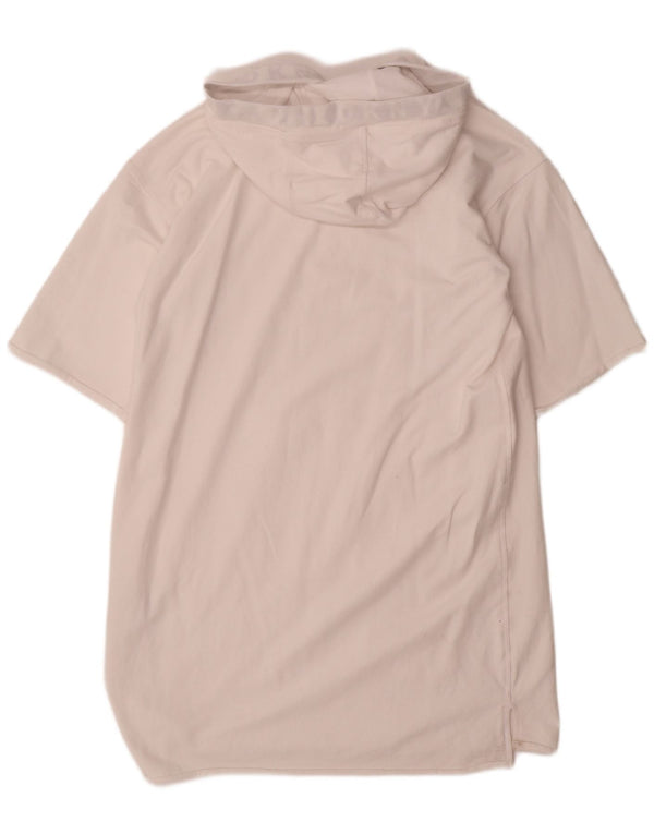 Dkny Robe à capuche à manches courtes pour femme UK 44 en coton blanc moyen