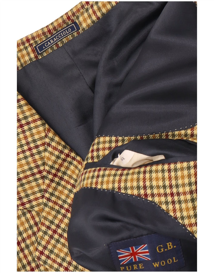 Caracciolo Veste Blazer 2 Boutons Homme IT 52 XL Pied-de-Poule Marron