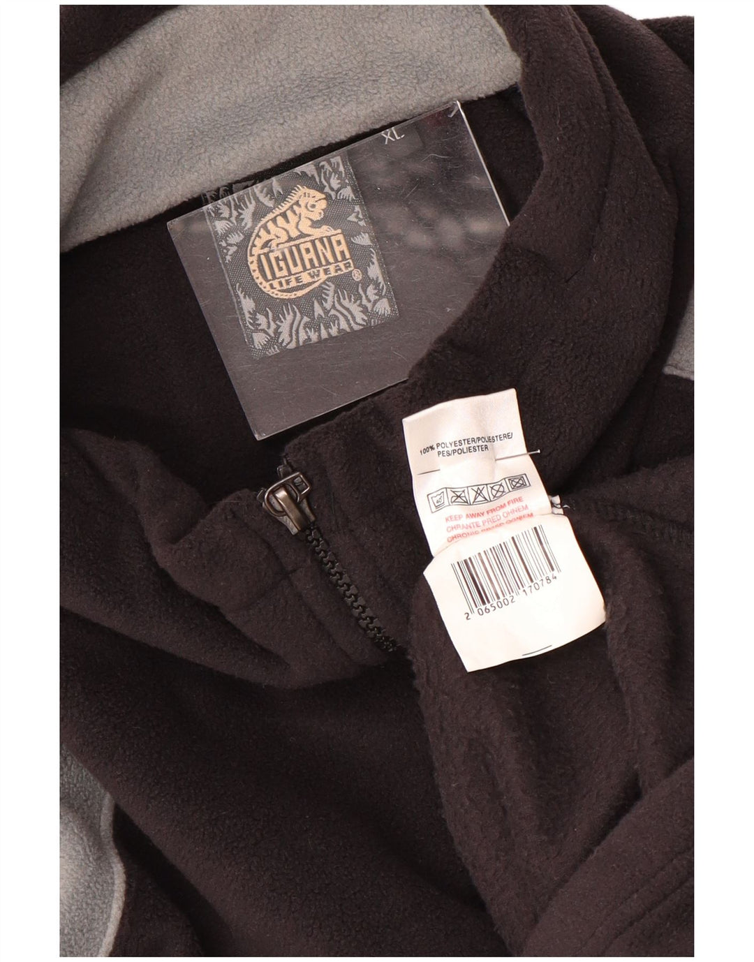 IGUANA Pull polaire à col zippé pour homme XL Noir Colorblock Polyester