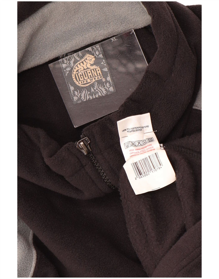 IGUANA Pull polaire à col zippé pour homme XL Noir Colorblock Polyester