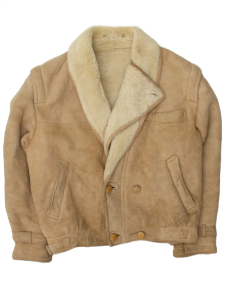 McGregor Veste en peau de mouton à double boutonnage pour homme IT 50 Large Beige