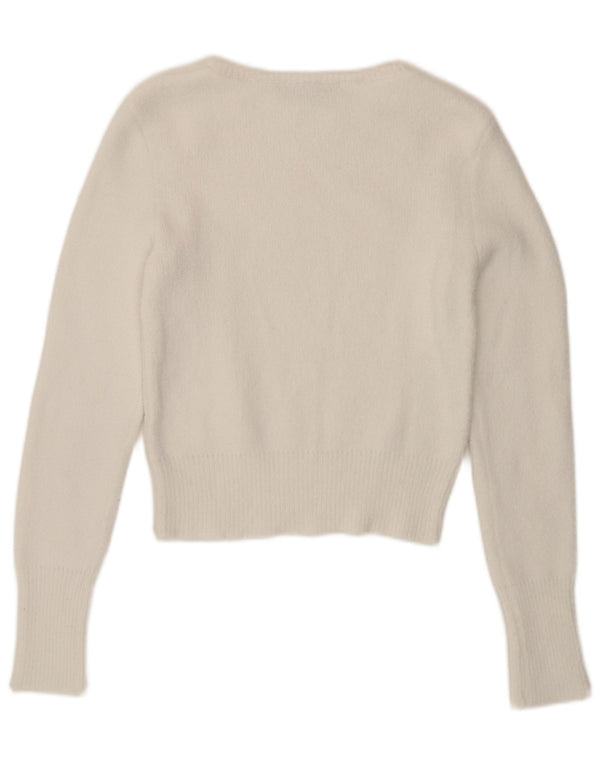 Zara Pull court à col bateau pour femme UK 10 Petit Blanc