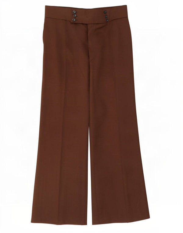 Pantalon de costume vintage taille haute pour femmes, jambes larges, W32 L32 marron
