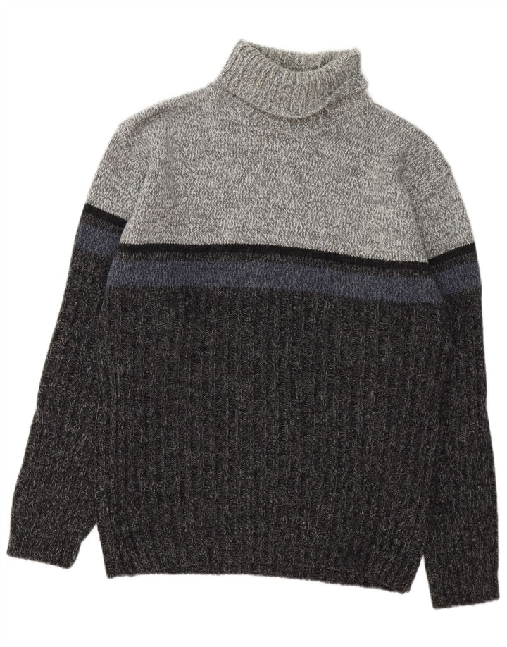 C&A Pull Canda Roll Neck Jumper Homme Gris Colorblock