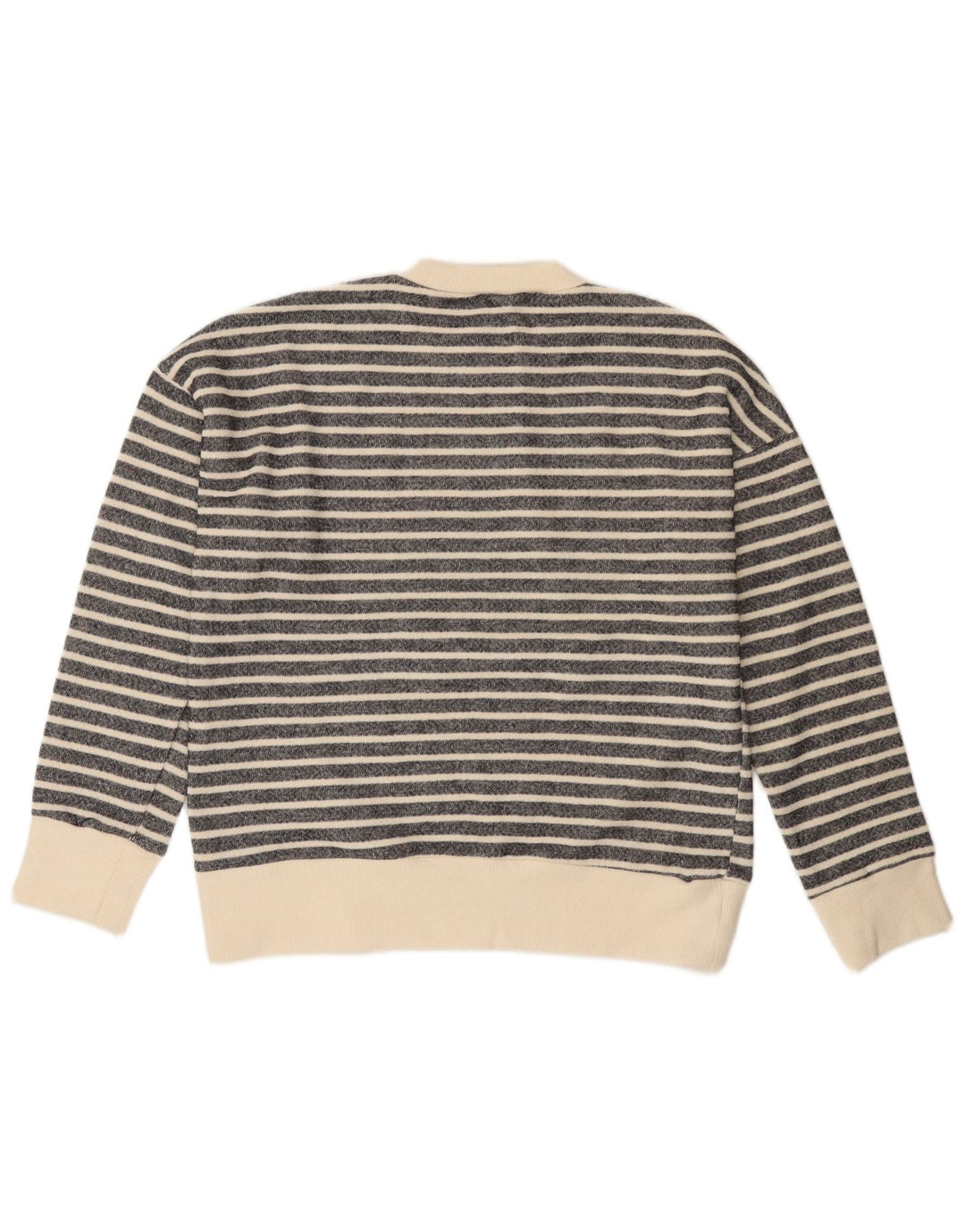 ZARA Pull à col rond pour femme UK 14 Polyester rayé noir moyen