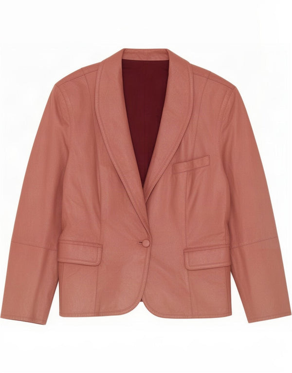 vintage Femme 1 Bouton Veste Blazer En Cuir IT 44 Rose Moyen