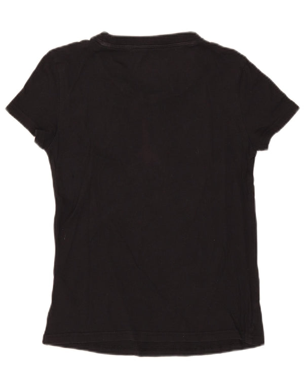 Adidas Womens Crop Graphic T-Shirt Top UK 4/6 XS Noir Coton