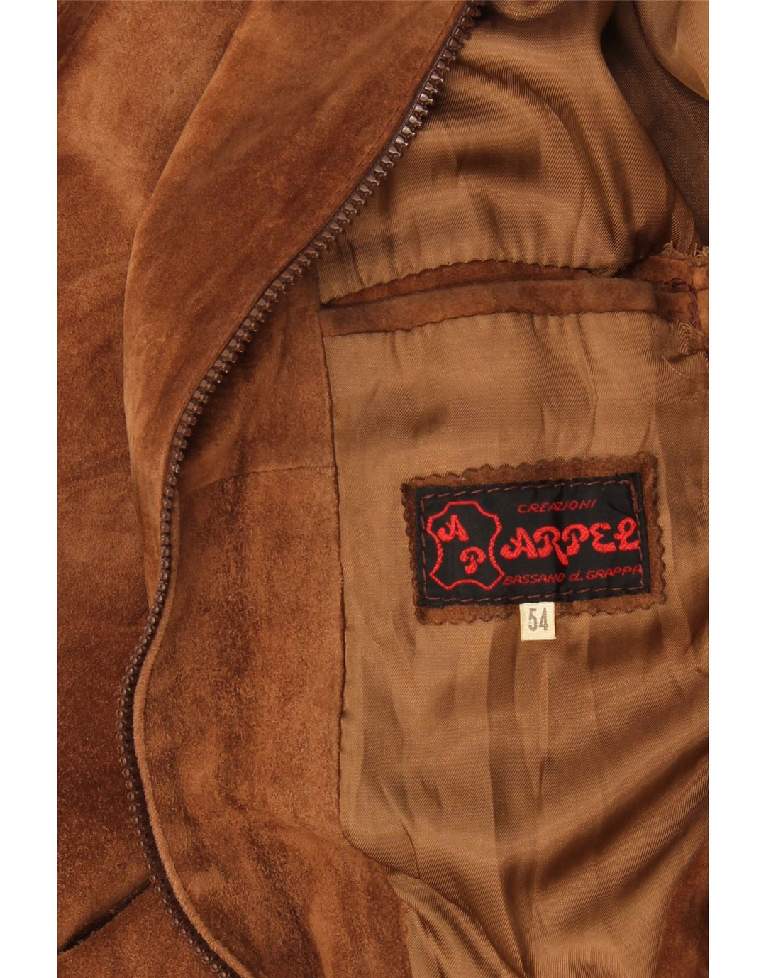 Veste Bomber En Daim Vintage Homme IT 54 2XL Beige