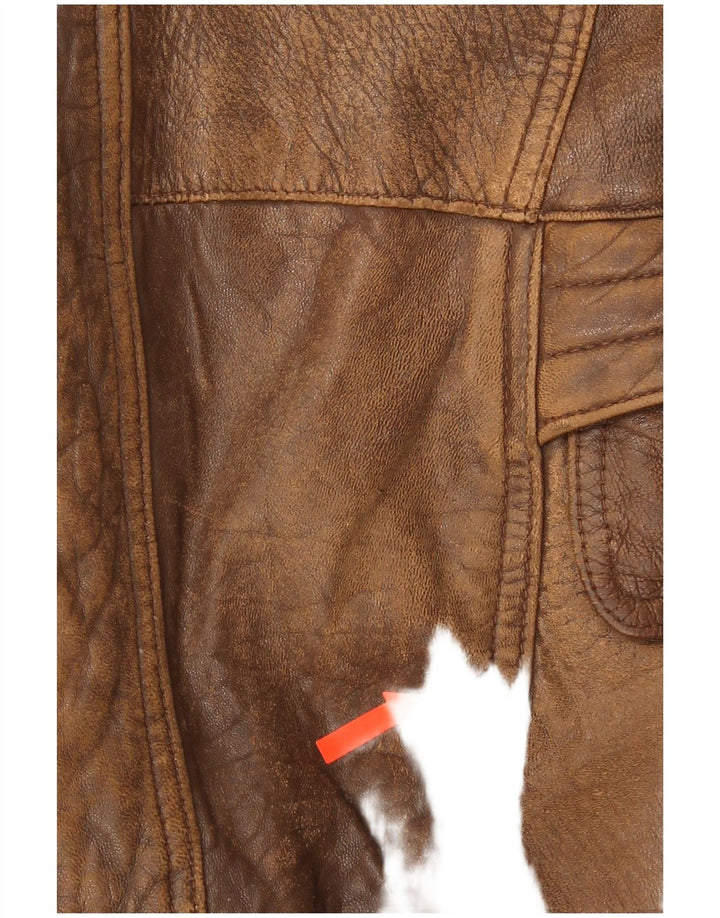 veste en cuir homme vintage UK 40 Grand Marron