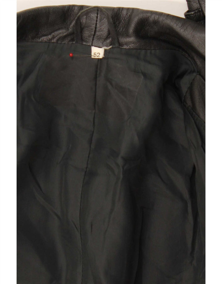 manteau en cuir double boutonnage vintage pour hommes IT 52 XL Noir