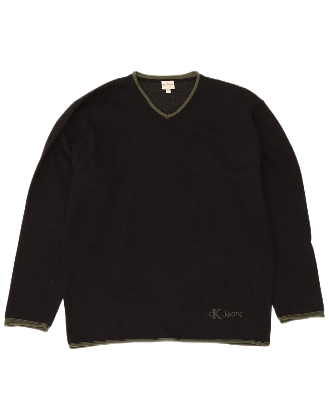 CALVIN KLEIN JEANS Pull Col V Homme Laine Noir Moyen