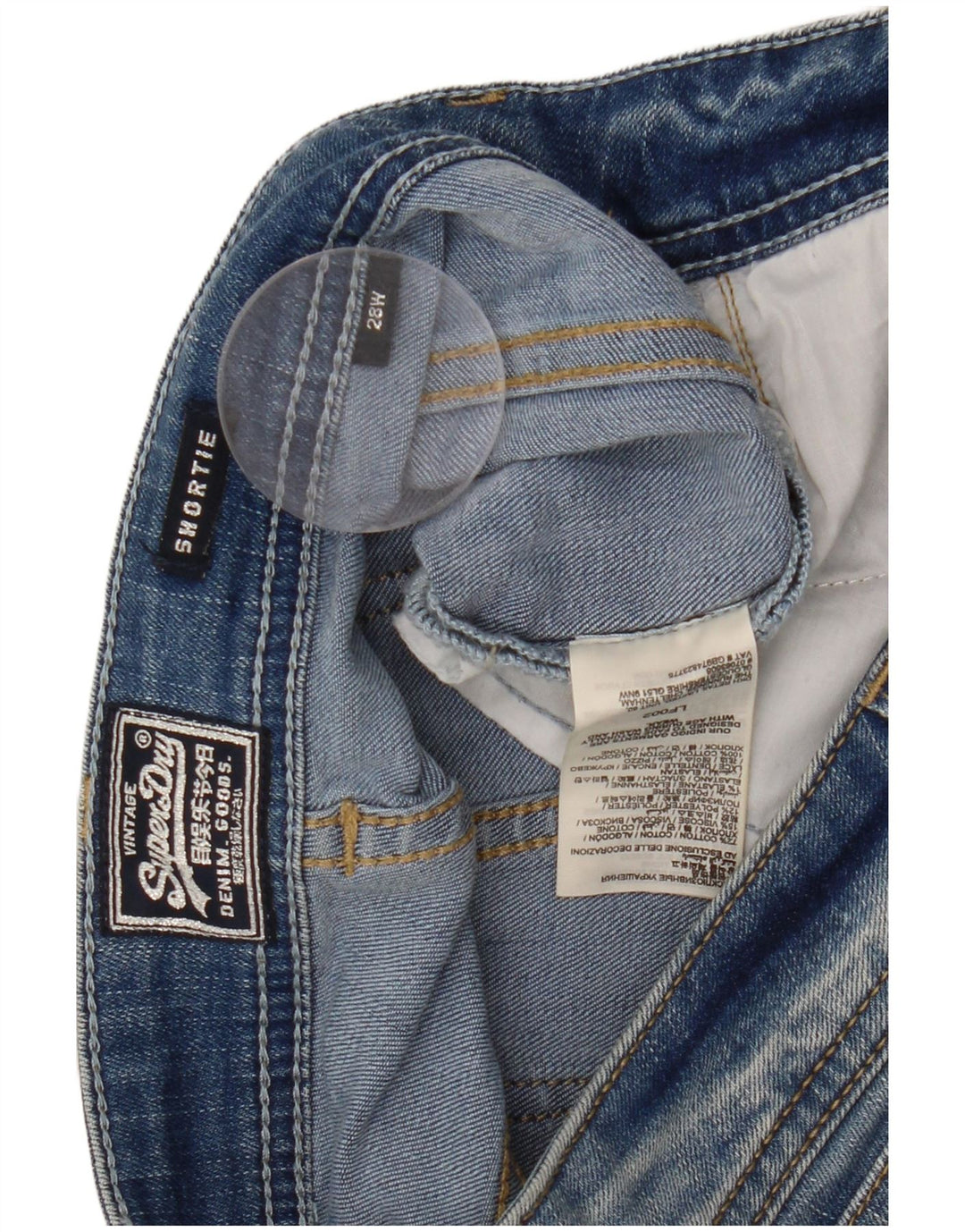 SUPERDRY Short en Jean Femme W28 Bleu Moyen Coton