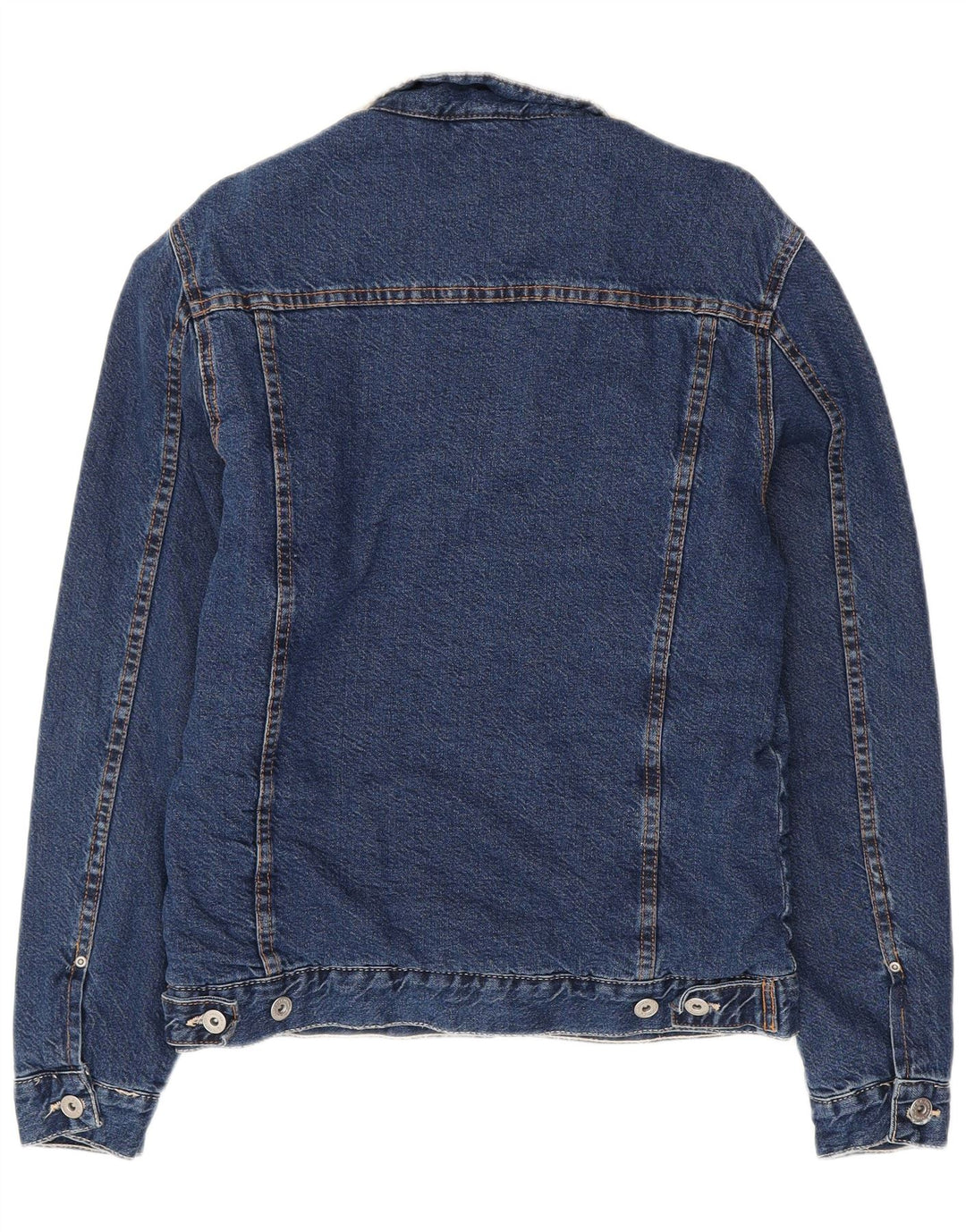 ZARA Veste en jean Sherpa pour homme UK 40 Large Bleu marine Coton