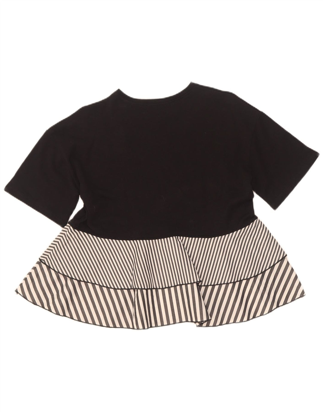 Zara Womens Blouse Top UK 10 Petit Noir Rayé