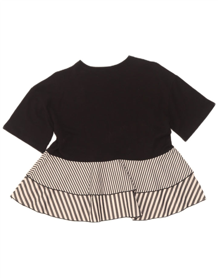 Zara Womens Blouse Top UK 10 Petit Noir Rayé