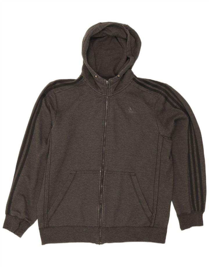 Adidas Hommes Climalite Zip Sweat À Capuche Grand Gris Polyester