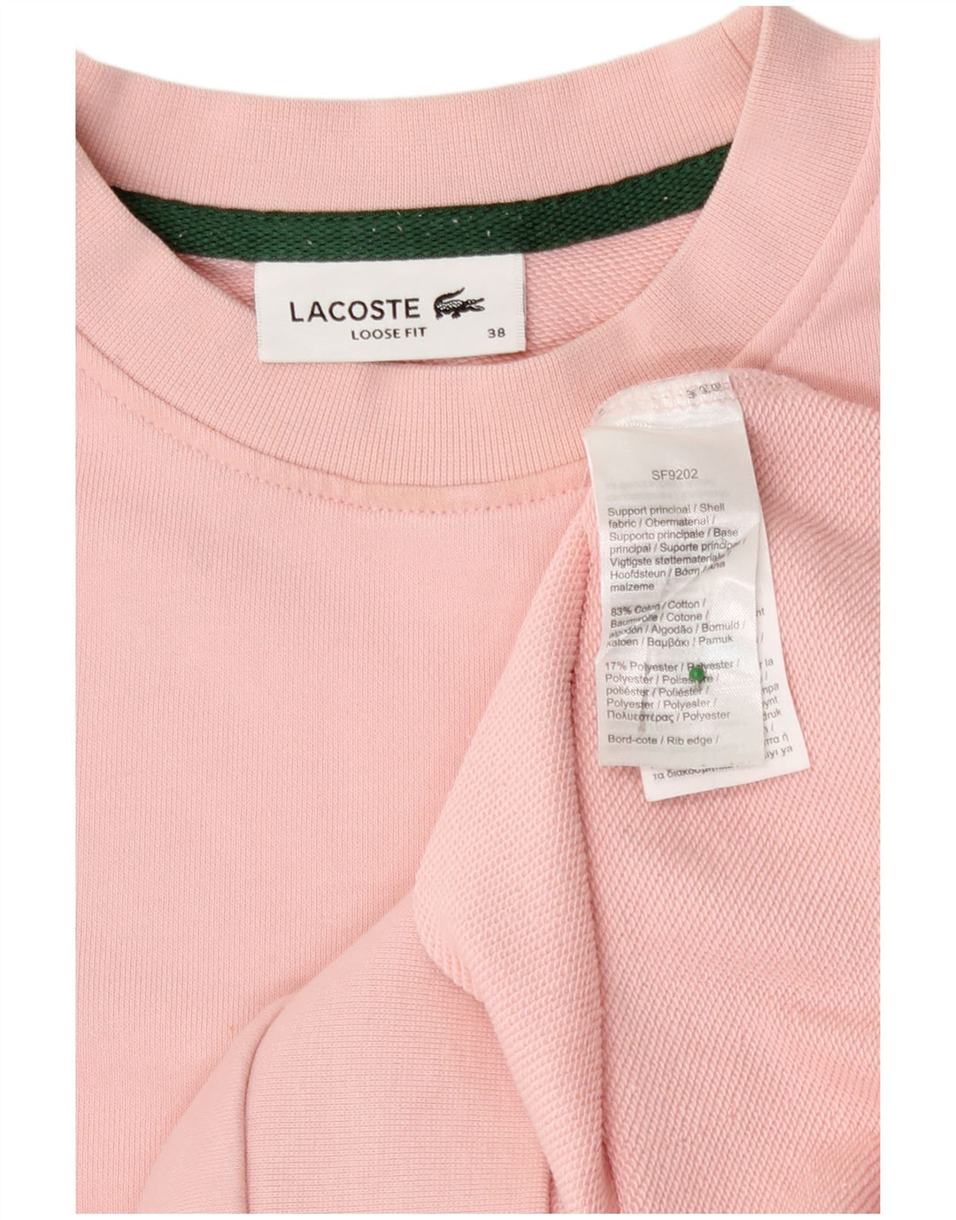 Lacoste Femme Loose Fit Sweatshirt Jumper Taille 38 Rose Moyen