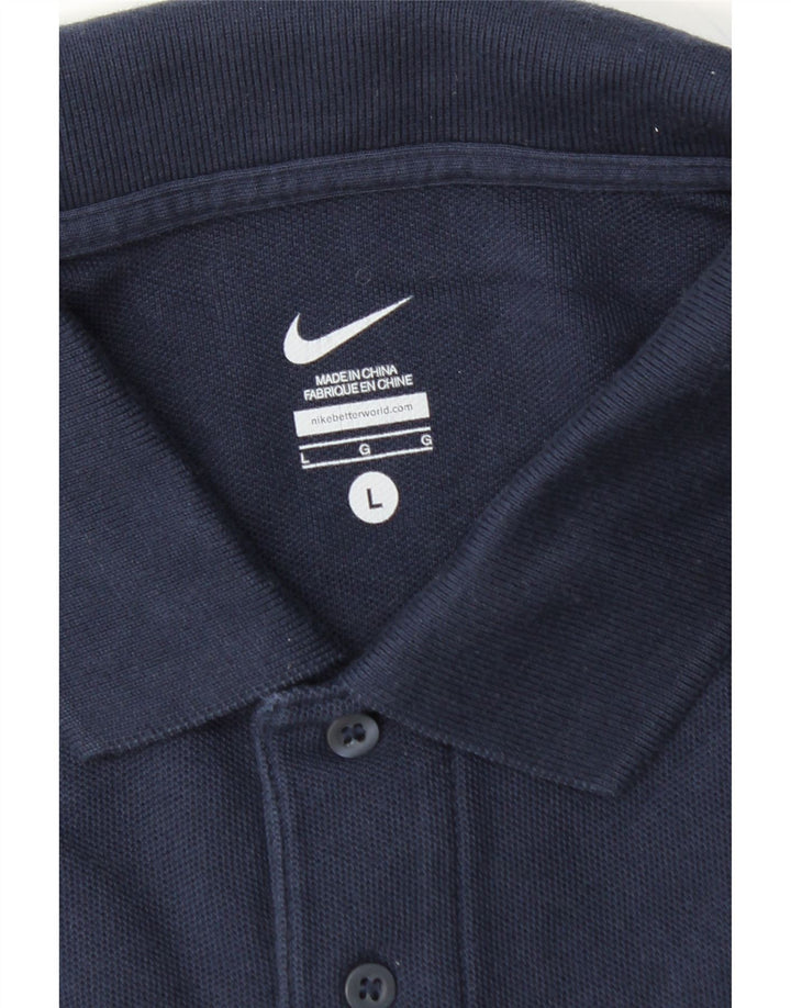 NIKE Mens Polo Shirt Large Navy Blue Cotton