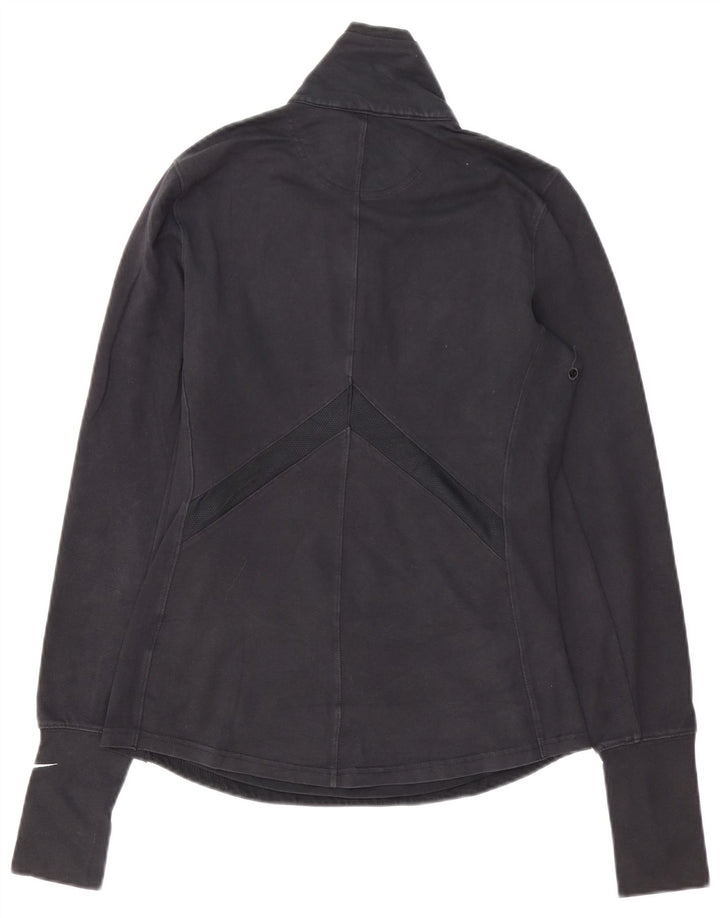 NIKE Haut de survêtement Dri Fit à col zippé pour femme UK 12 Bleu marine moyen