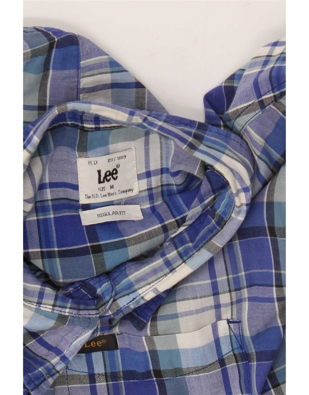 Lee Chemise à manches courtes pour femme Coupe régulière UK 44 Bleu moyen à carreaux