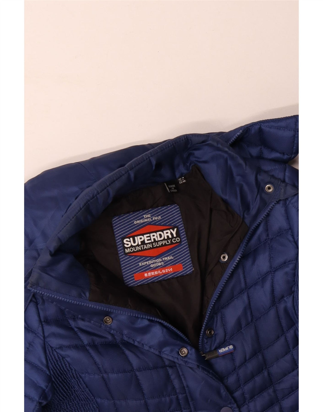 SUPERDRY Veste matelassée à capuche pour femme UK 12 Bleu marine moyen Polyester