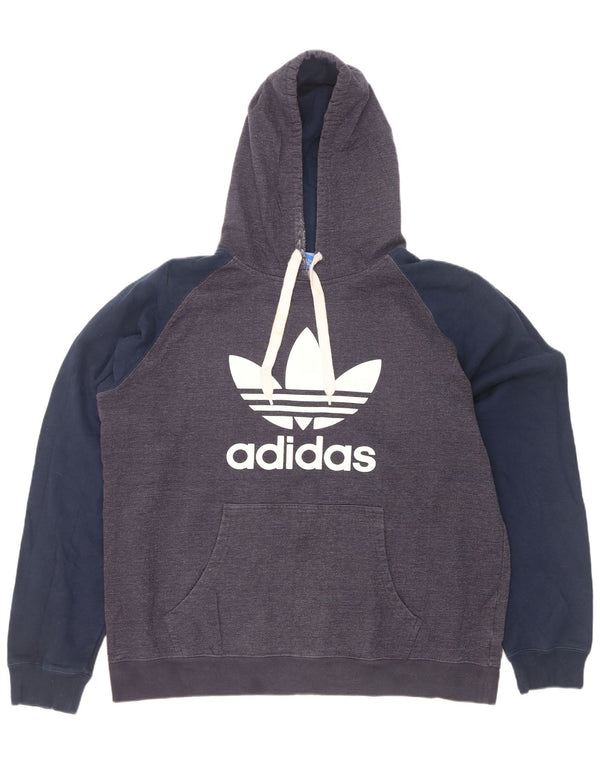 Adidas Pull à capuche graphique pour homme 2XL Gris Colorblock Coton