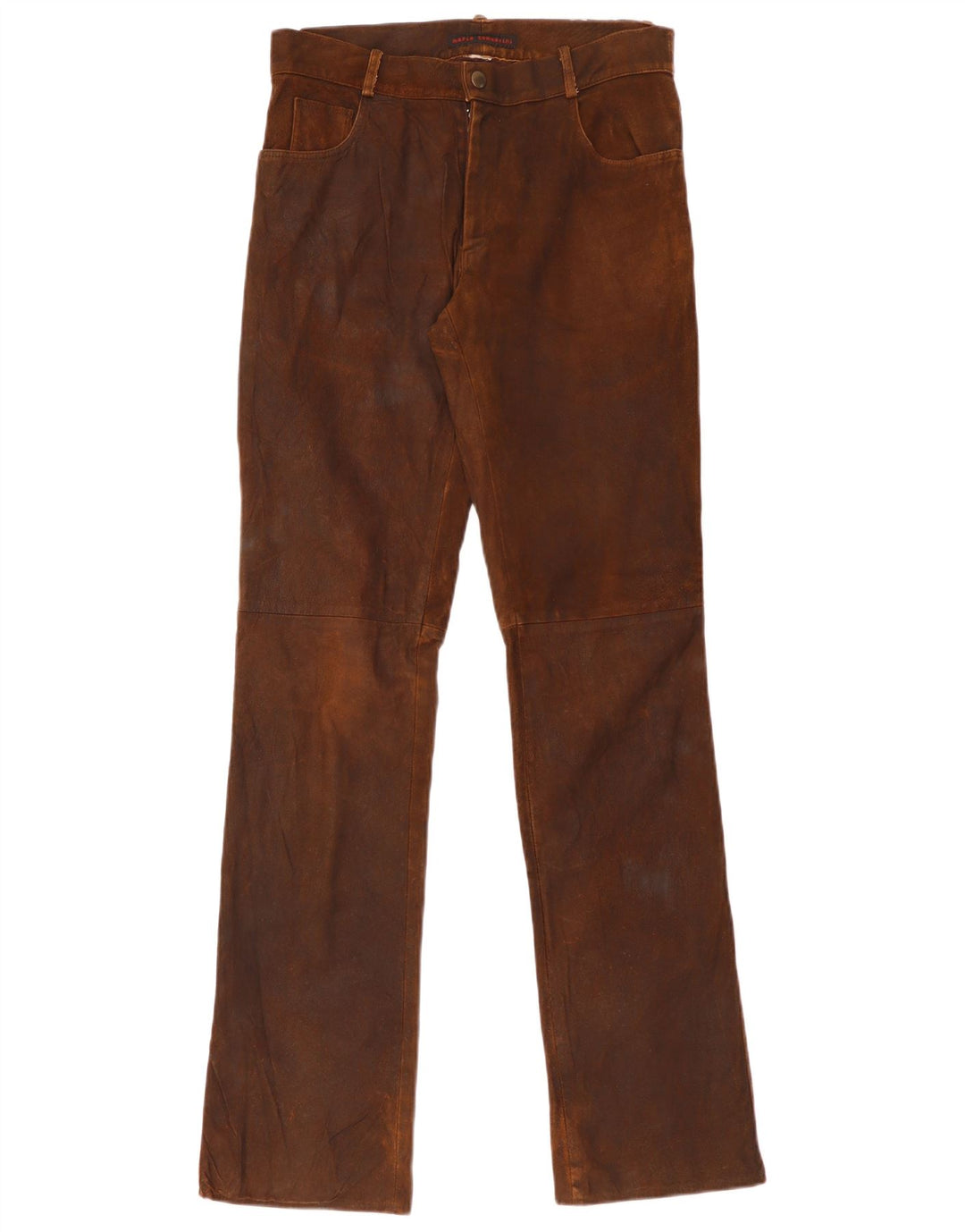 Pantalon droit en cuir femme vintage W30 L35 Marron