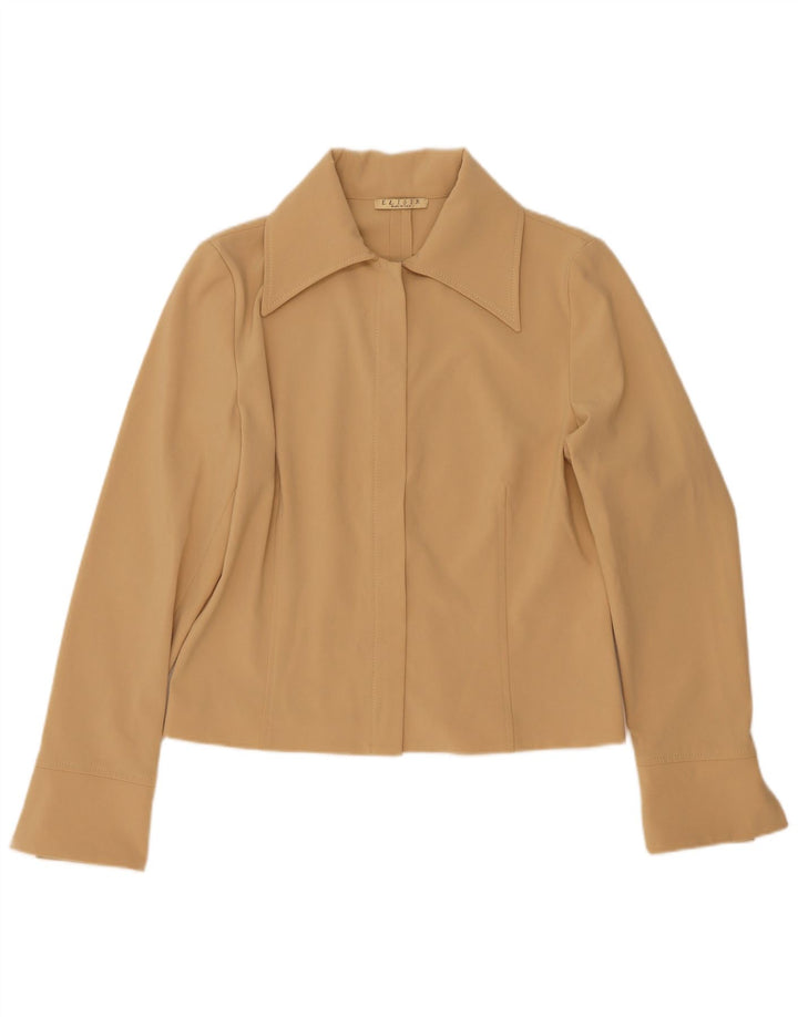 Veste Bomber Femme Vintage IT 46 Grand Polyester Beige