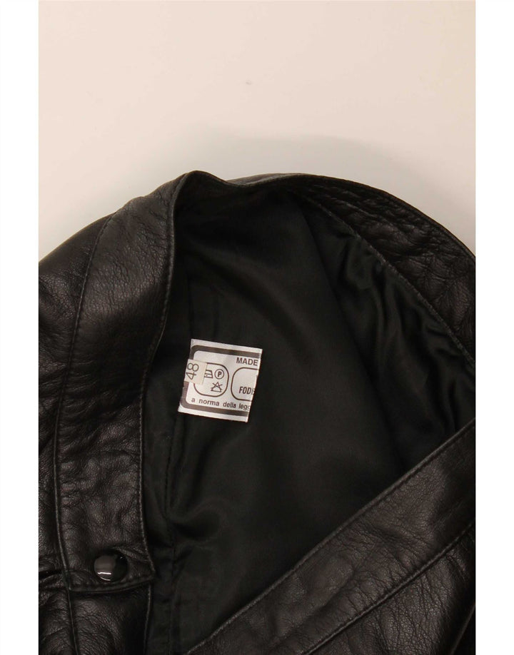 vintage Femme Mini Jupe En Cuir W30 Moyen Noir