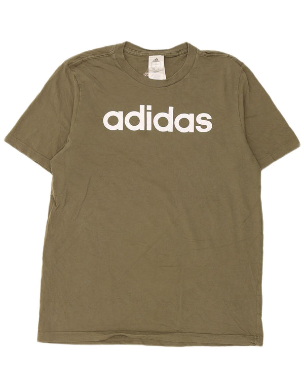 Adidas T-Shirt Graphique Homme Kaki Moyen Coton