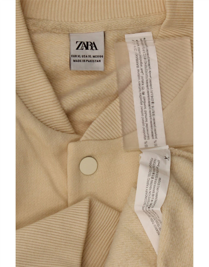 Zara Veste Varsity Homme UK 42 XL Coton Beige