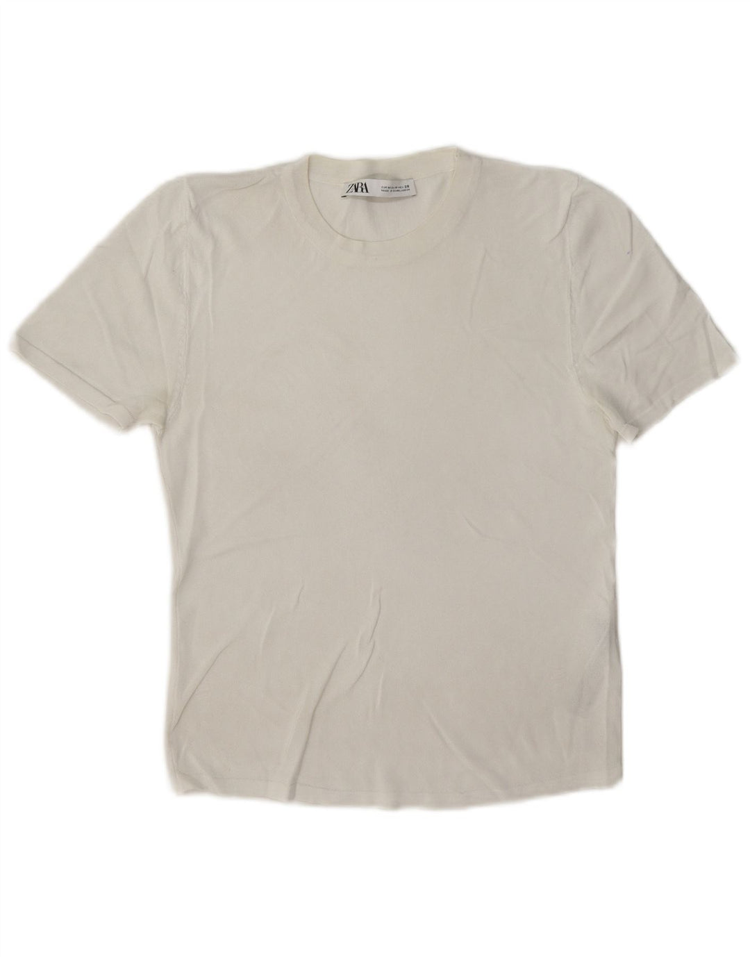 Zara Femme T-Shirt Top UK 12 Medium Blanc Viscose