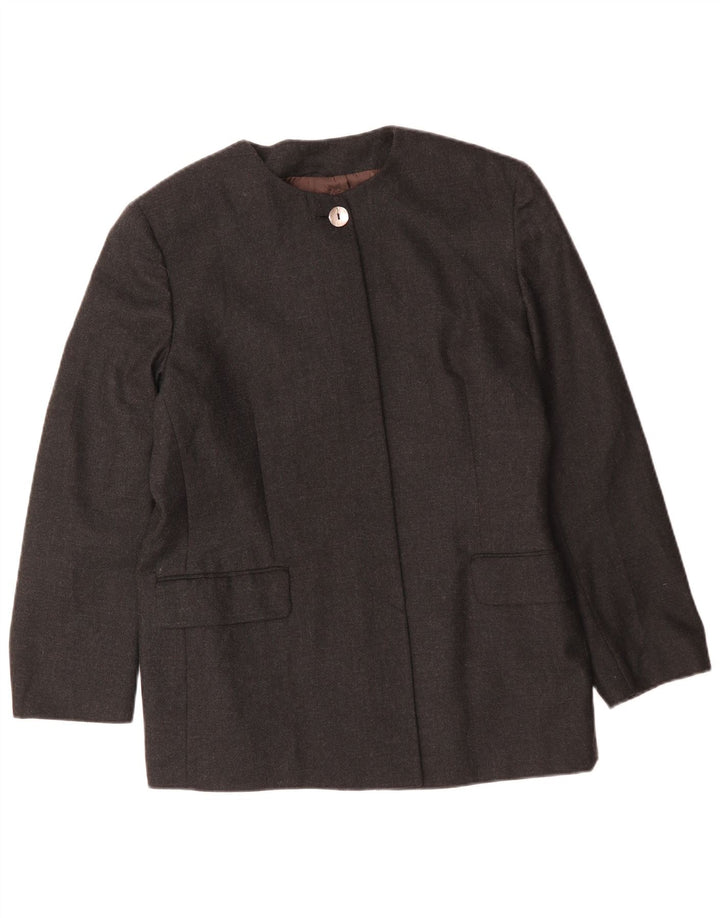 vintage Femme Longline 4 Bouton Blazer Veste IT 48 XL Laine Grise