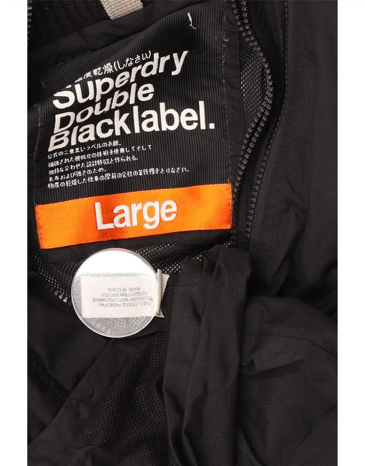Superdry Veste de pluie graphique pour femme UK 16 Large Noir Nylon