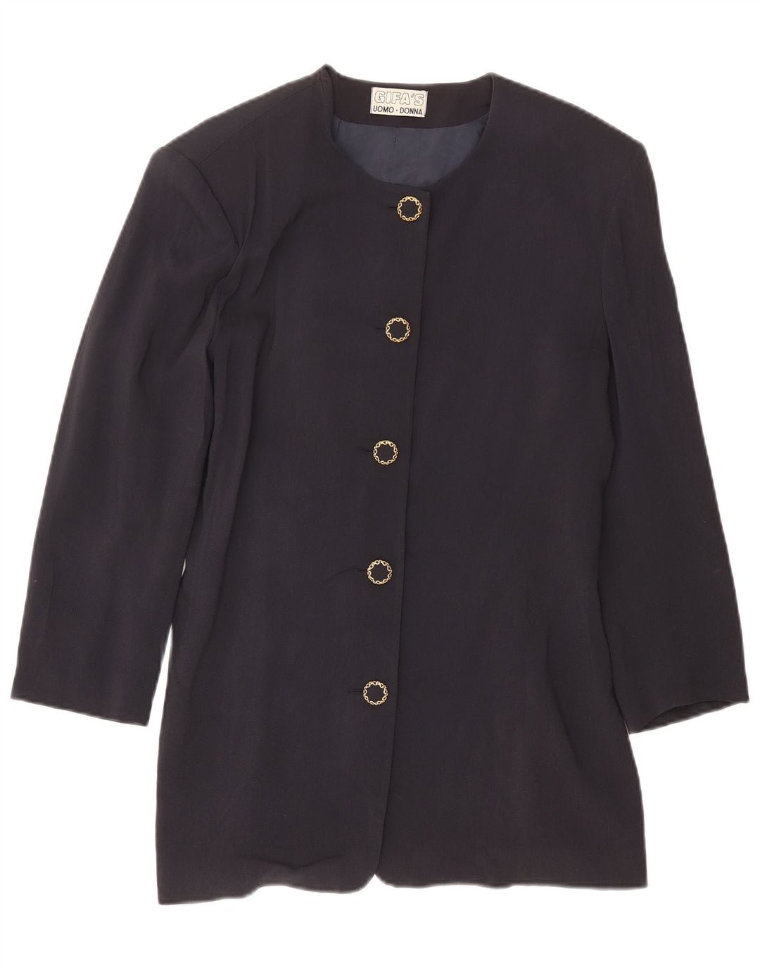 vintage Femme Longline 5 Bouton Blazer Veste IT 46 Grand Bleu Marine