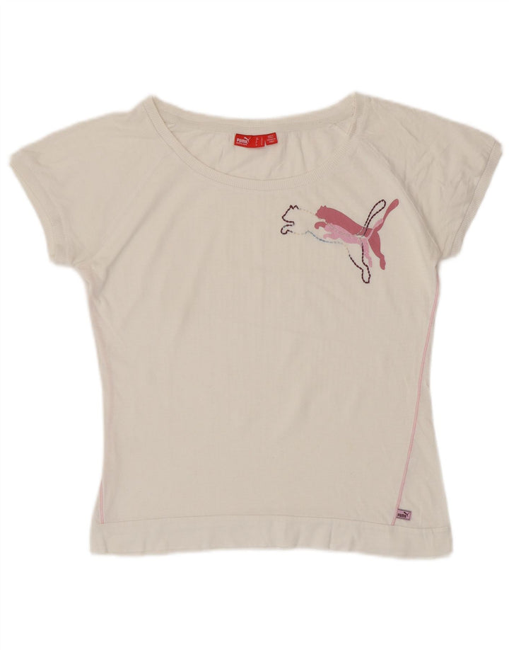 PUMA T-shirt graphique pour femme UK 14 Blanc moyen