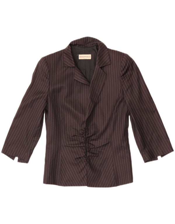 Emporio Armani Chemisier à manches 3/4 pour femme IT 38 XS en laine à fines rayures noires