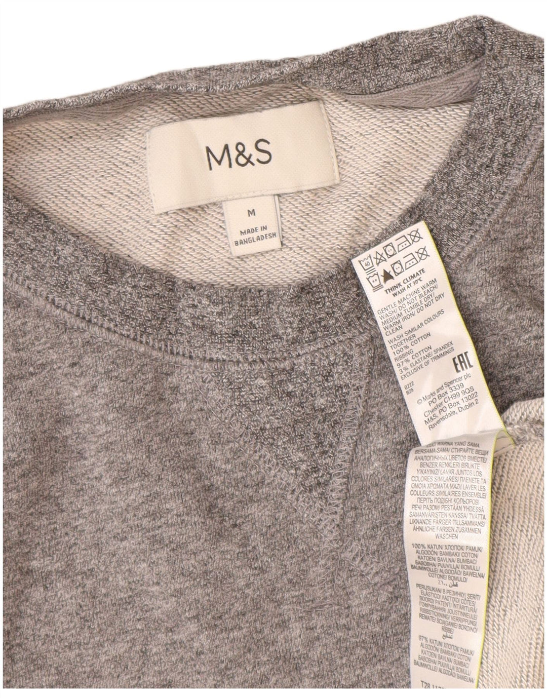 Marks & Spencer Sweat-Shirt Homme Gris Moyen Coton